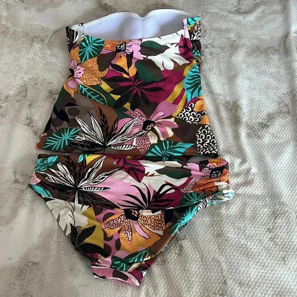 Bleu Rod Beattie Draped Bandeau Swim Tankini and Bikini Bottom Size 8 - Picture 7 of 10